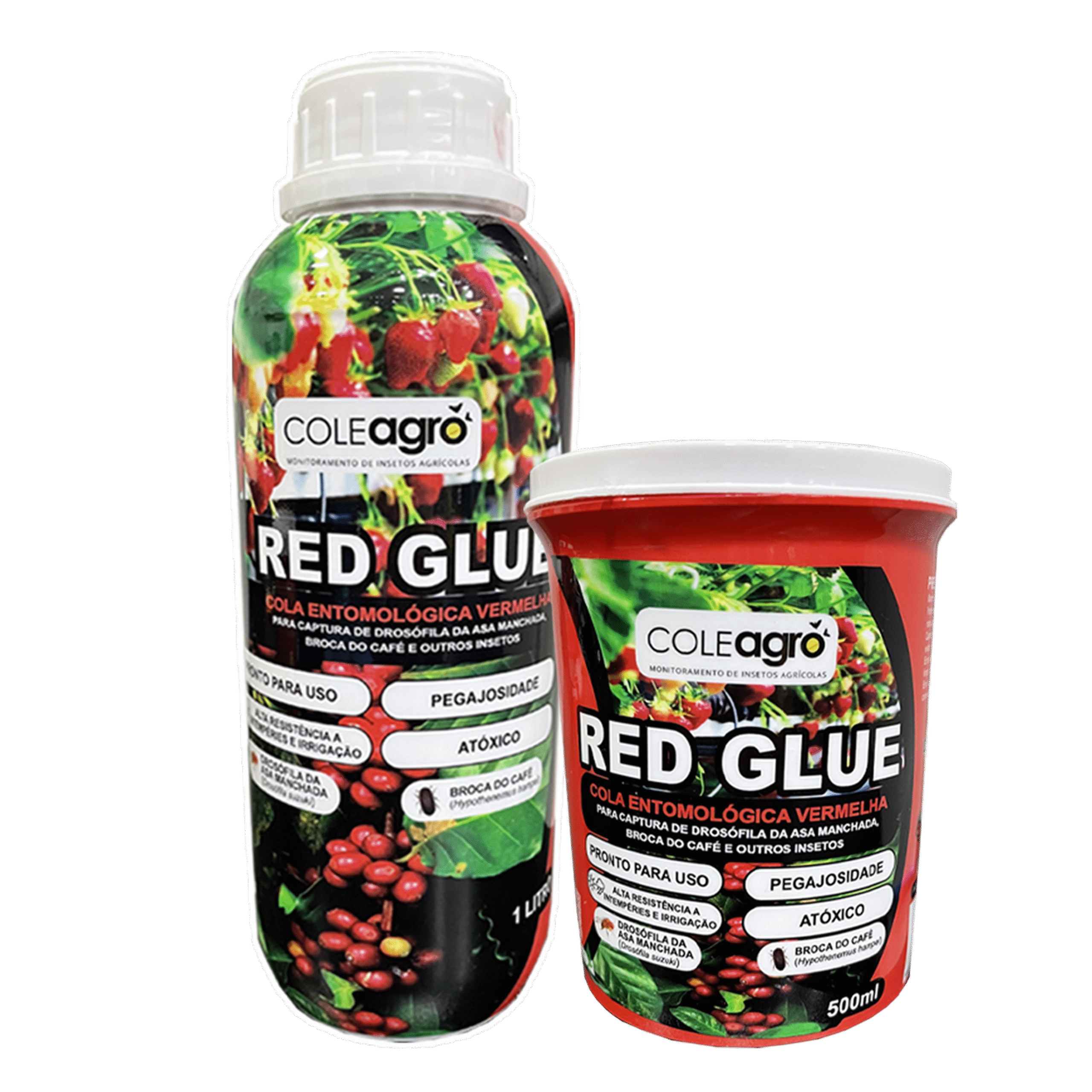 cjjyt Red Glue Cola Entomológica VERMELHA Captura de Drosophila da Asa Manchada (Drosophila suzukii) e Broca do Café (Hypothenemus hampei) Indicada para produção de armadilhas para monitoramento e captura massiva da Drosophila da Asa Manchada (Drosophila suzukii), inseto praga encontrada na cultura do morango, e também a Broca do Café (Hypothenemus hampei) encontrada na cultura do café.
